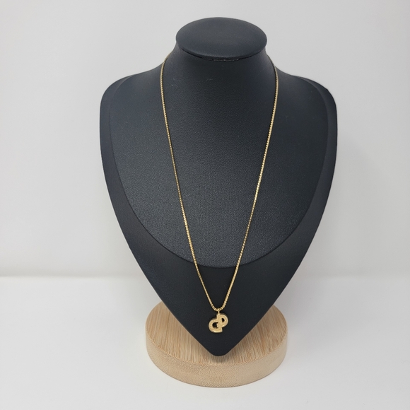 CHRISTIAN DIOR CD Logo Gold Tone Pendant Necklace - Picture 3 of 10